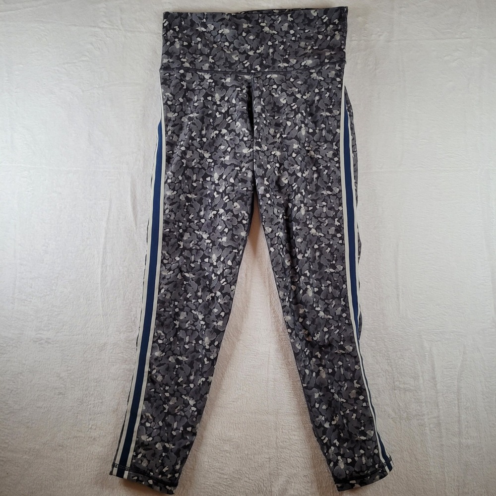 Aerie Chill Play Move Leggings Grey Abstract Floral Side Stripe Womens Medium